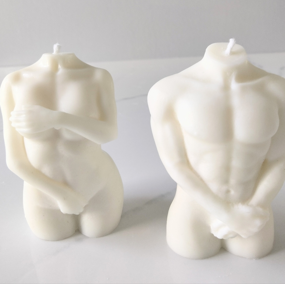 Soy Wax, Essential Oils Female & Male 2 Pcs Body Candels